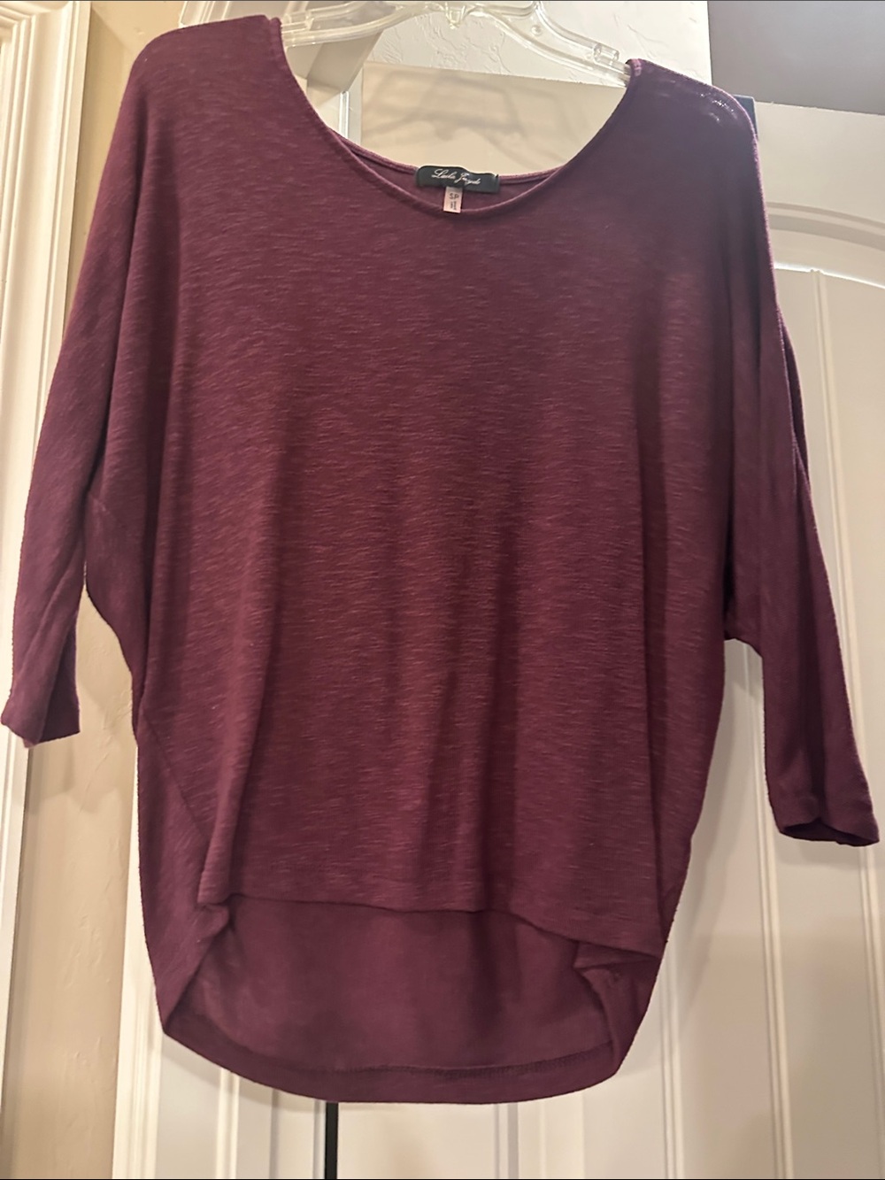 Laila Jayde Plum Dolman Hi-Lo Knit Top